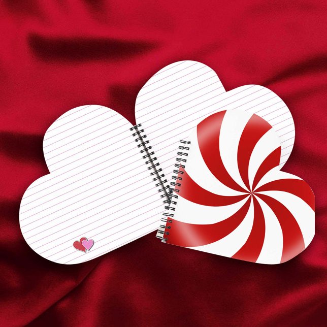 Peppermint Candy Heart Journal (Peppermint candy journal is a fun gift. Choose with or without lines, choose spiral color too!)