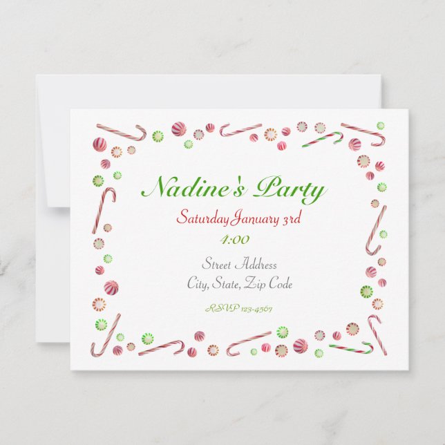 Peppermint Candy Invitation (Front)