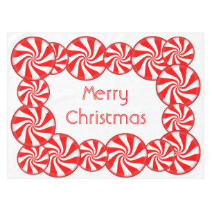 Peppermint Candy Merry Christmas Tablecloth