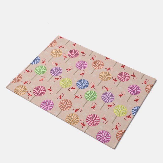 Peppermint Candy Mints Christmas,candy canes Doormat (Angled)