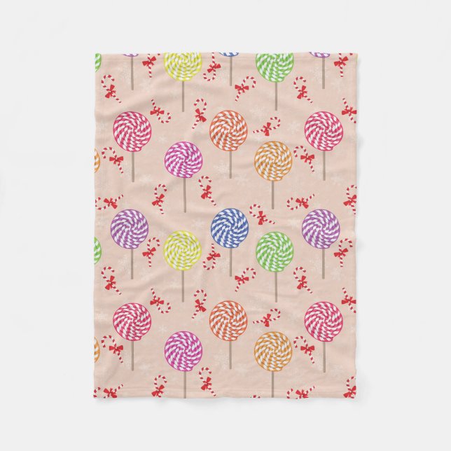 Peppermint Candy Mints Christmas,candy canes Fleece Blanket (Front)