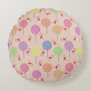 Peppermint Candy Mints Christmas,candy canes Round Pillow