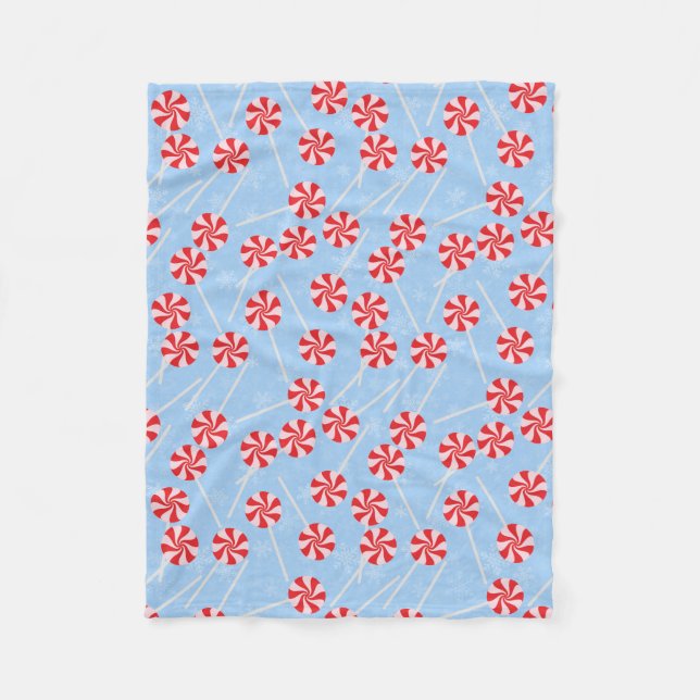 Peppermint Candy Mints Christmas Fleece Blanket (Front)