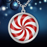 Peppermint Candy Necklace<br><div class="desc">It's available in gold or silver. Add a sweet touch to your jewellery collection and holiday outfit with our Red and White Peppermint Candy Swirl necklace! Perfect for Christmas or Valentine’s Day, this festive necklace features a bold peppermint swirl design that’s both fun and eye-catching. Whether you’re dressing up for...</div>