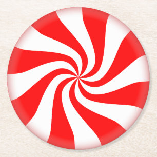 Peppermint Candy Round Paper Coaster
