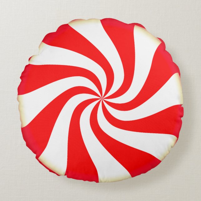 Peppermint Candy Round Pillow (Front)