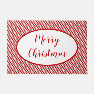 Peppermint candy stripe personalized   doormat