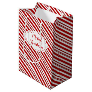 Peppermint candy stripe personalized medium gift bag