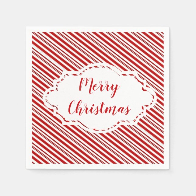 Peppermint candy stripe personalized   napkin (Front)