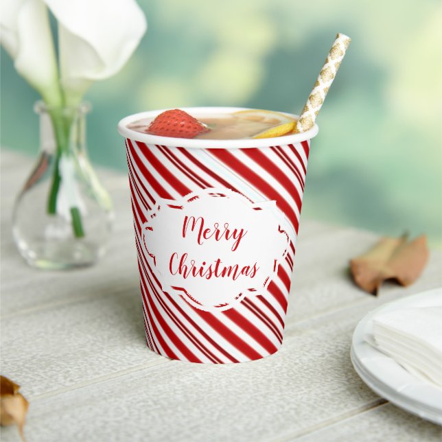 Peppermint candy stripe personalized   paper cups (Insitu)