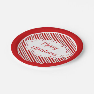 Peppermint candy stripe personalized paper plate