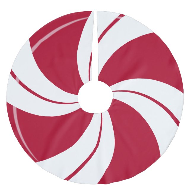 Peppermint Candy Swirl Brushed Polyester Tree Skirt (Front)