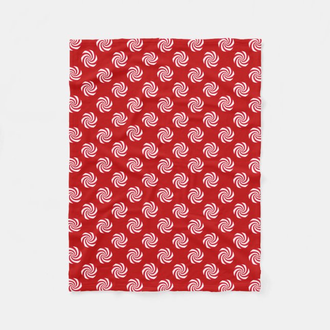 Peppermint Candy Swirl Christmas Holiday Fleece Blanket (Front)