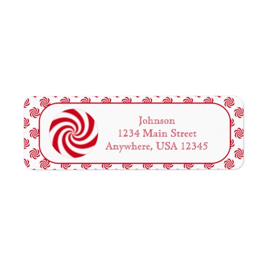 Peppermint Candy Swirl Christmas Holiday Return Address Label