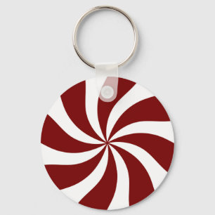 Peppermint Candy Swirl Red and White Keychain