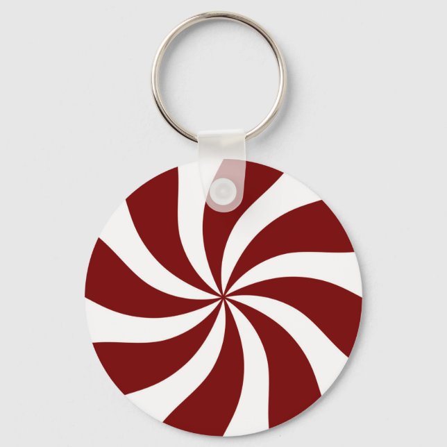 Peppermint Candy Swirl Red and White Keychain (Front)