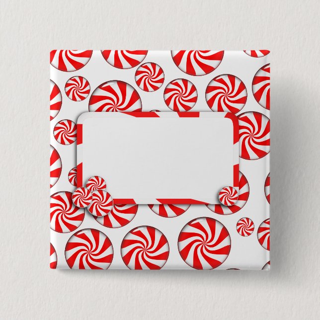 Peppermint Candy w/Tag 2 Inch Square Button (Front)