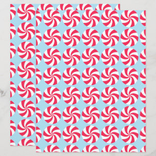 Peppermint Christmas Blue Scrapbook Paper