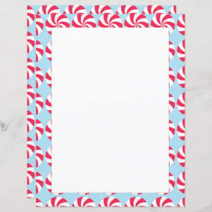 Peppermint Christmas Blue Stationery Paper
