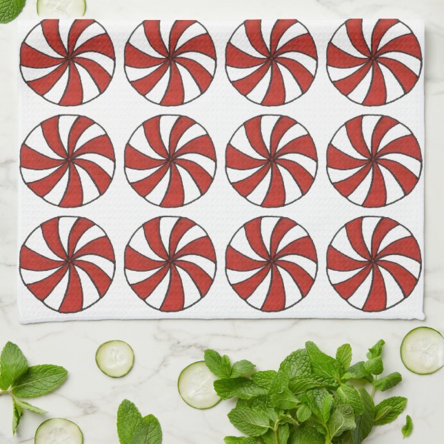 Peppermint Christmas Candy Candies Holiday Towel (Folded)