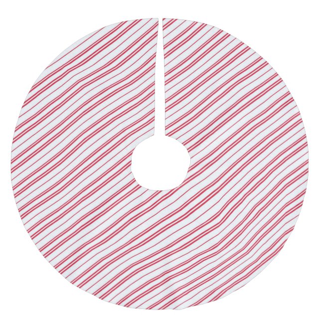 Peppermint Christmas Candy Cane Stripes Brushed Polyester Tree Skirt (Front)