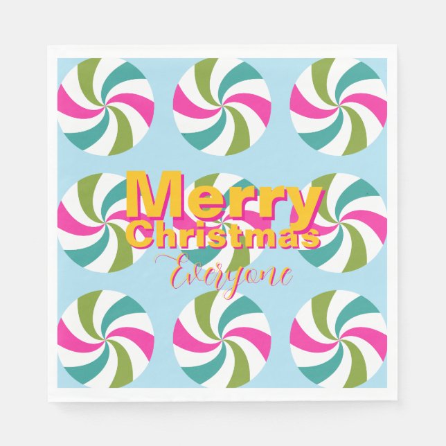 Peppermint Christmas Multicolors Napkin (Front)