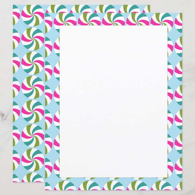 Peppermint Christmas Multicolors Stationery Paper (Front/Back)