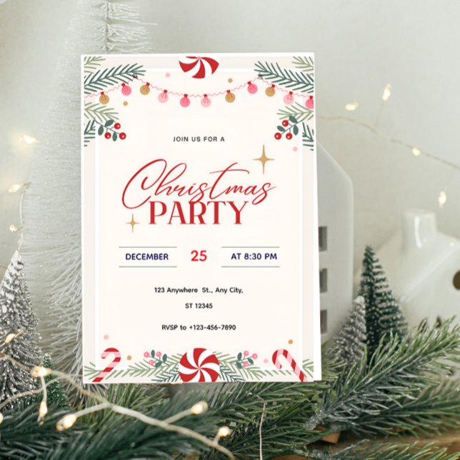 Peppermint Christmas Party Invitation  (Créateur téléchargé)