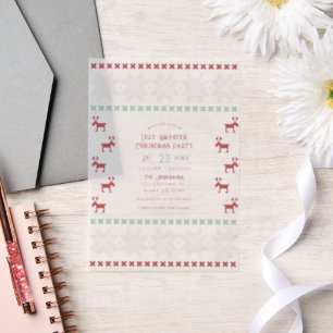 Peppermint Cream Ugly Sweater Christmas Party Vellum Invitations
