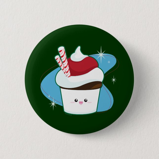 Peppermint Cupcake 2 Inch Round Button (Front)