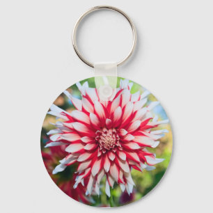 Peppermint Dahlia Keychain