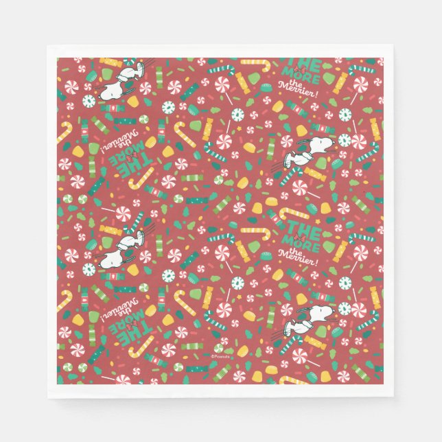 Peppermint Dreams Snoopy Candy Pattern Napkin (Front)