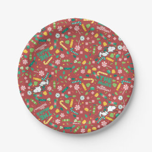 Peppermint Dreams Snoopy Candy Pattern Paper Plate