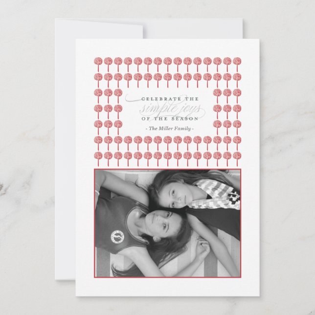 Peppermint Geisha Red Framed Holiday Card (Front)