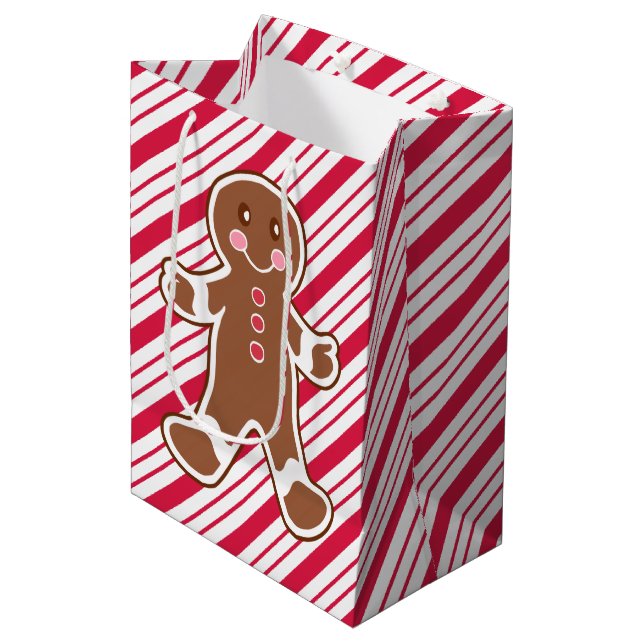 Peppermint Gingerbread Christmas Gift Bag (Front Angled)