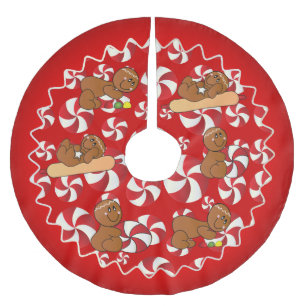 Peppermint & Gumdrop Christmas Gingerbread Men Brushed Polyester Tree Skirt