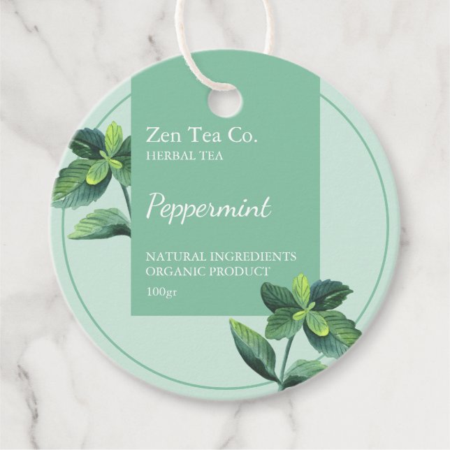 Peppermint Herbal Tea Business Tag (Front)