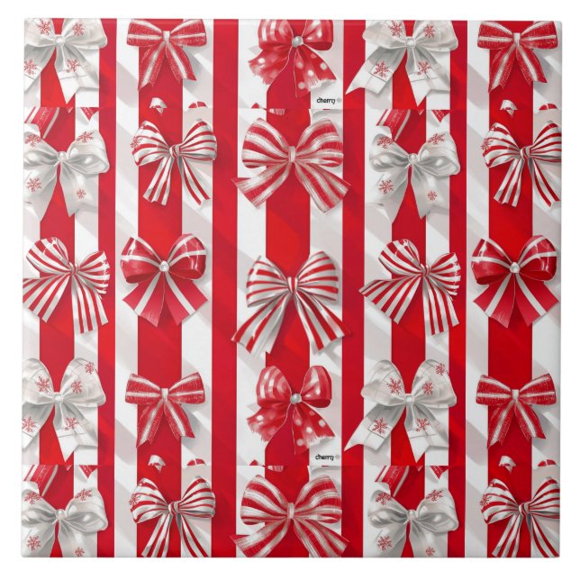 Peppermint Holidays Ceramic Tile (Front)