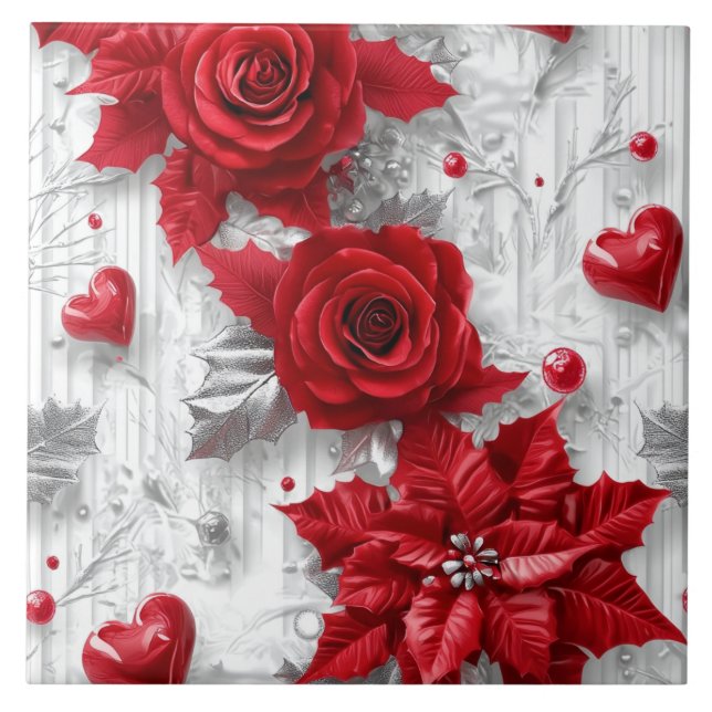 Peppermint Holidays Ceramic Tile (Front)