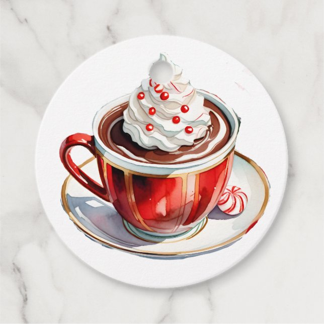 Peppermint Hot Chocolate Christmas Gift Tag (Front)
