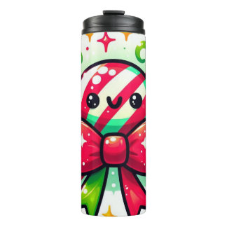 Peppermint Joy: Holiday Candy Character Thermal Tumbler