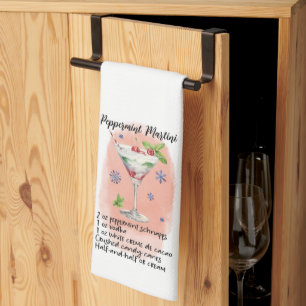 Peppermint Martini Cocktail Recipe Holiday Kitchen Towel