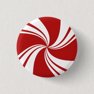 Peppermint Paper Plate 1 Inch Round Button