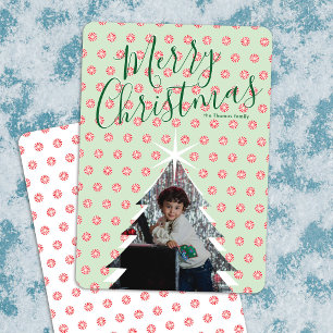 Peppermint Pattern Christmas Tree Photo Card