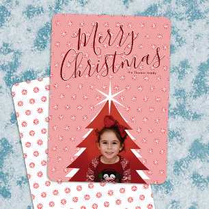 Peppermint Pattern Christmas Tree Photo Card