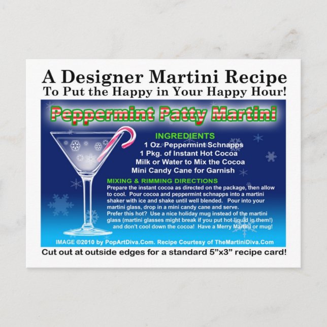 Peppermint Patty Christmas Martini Recipe Postcard (Front)