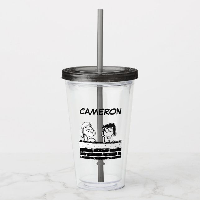 Peppermint Patty & Marcie at the Wall Acrylic Tumbler (Front)