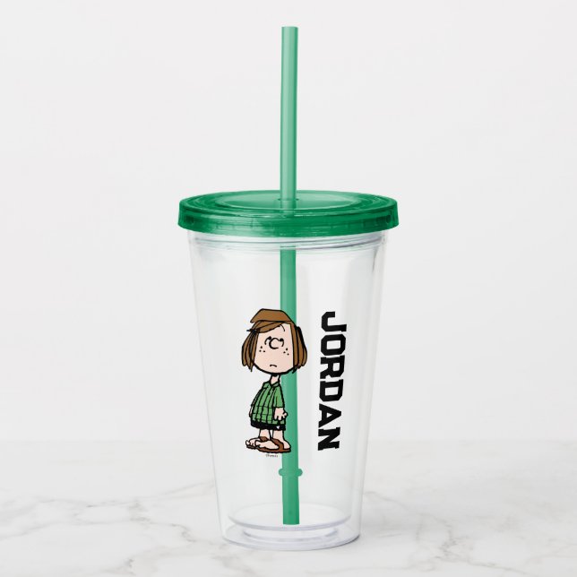 Peppermint Patty Rolling Eyes | Add Your Name Acrylic Tumbler (Front)