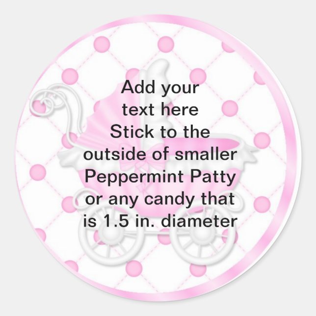 Peppermint Patty Stickers Baby Shower FAVORS (Front)