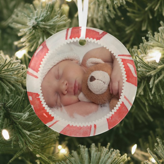 Peppermint Photo Frame | Cute Christmas Holiday Glass Ornament (Insitu)